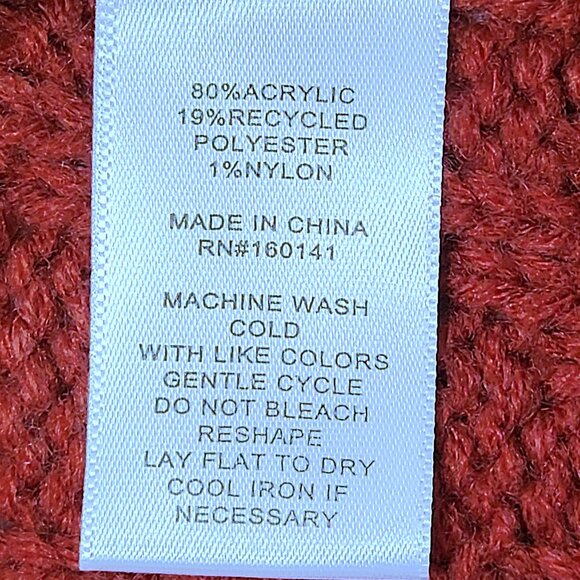 Adyson Parker Colorblock V-Neck Cardigan Tomato Red Golden Brown Cream Sz M - Picture 9 of 15